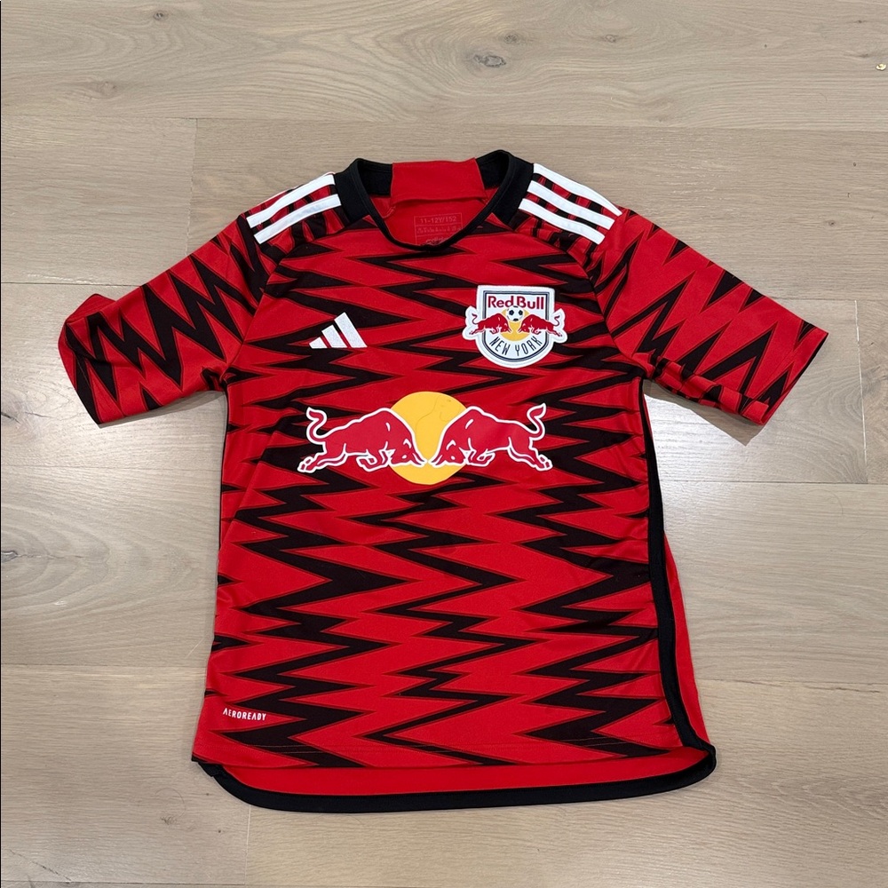 adidas Kids Red and Black Soccer Jersey Red Bull